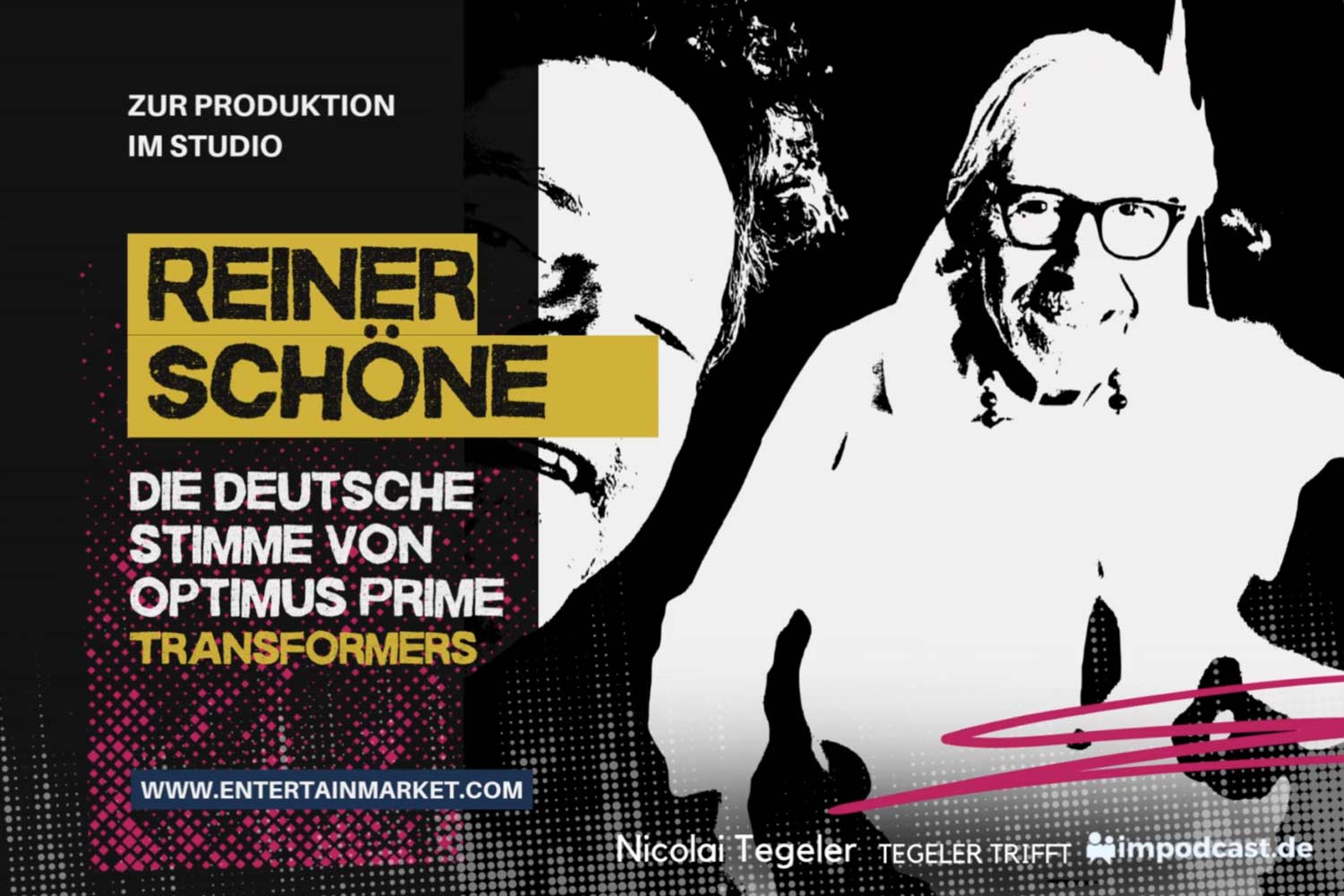 Reiner-Schoene-zur-Crossmedia-Podcast-Produktion-bei-entertainmarket reiner schoene als sprecher im crossmedia studio von entertain market - hessen