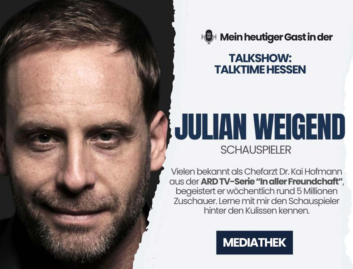 Schauspieler Julian Weigend zu Gast Talkshow Talktime-Hessen TV-Produktion